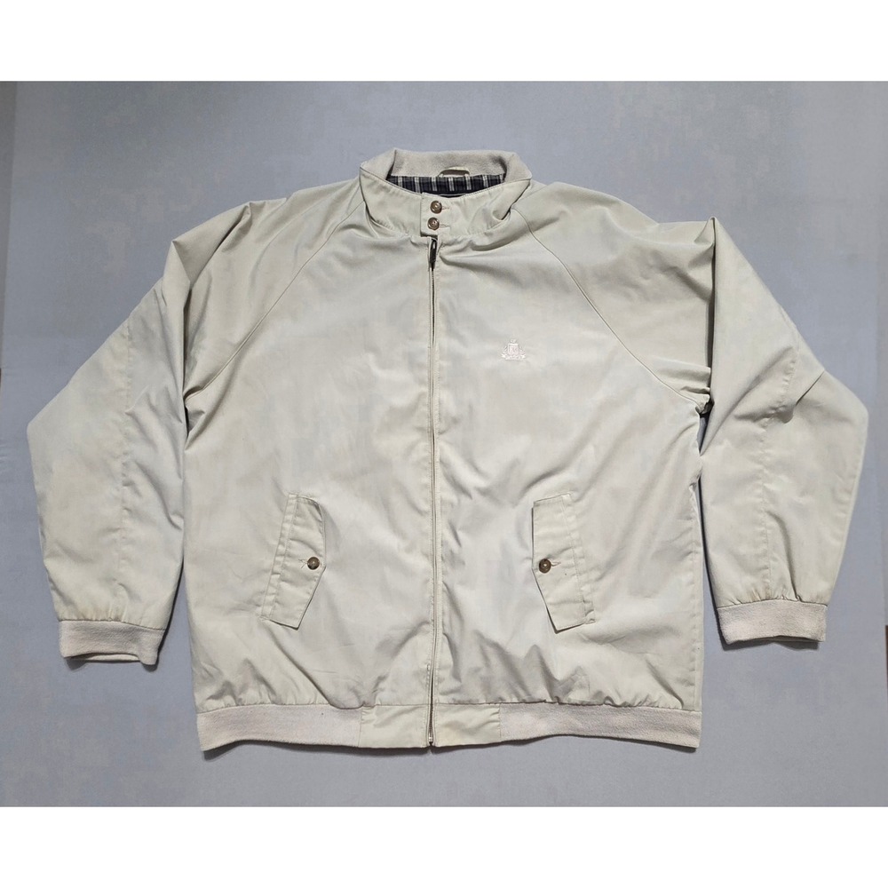 Izod Vented Jacket Mens XL Beige Harrington Full Zip Polyester Cotton